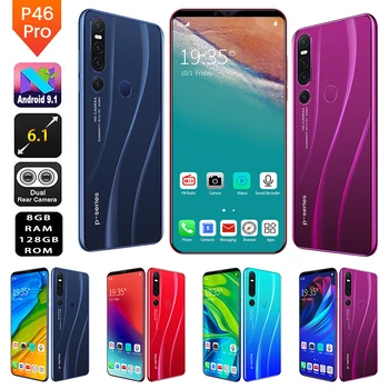 

P46Pro Smartphone Android 10 4800mAh Mobile Phone Fingerprint Recognition 6.1-Inch HD Screen Camera Cellphone Global Version