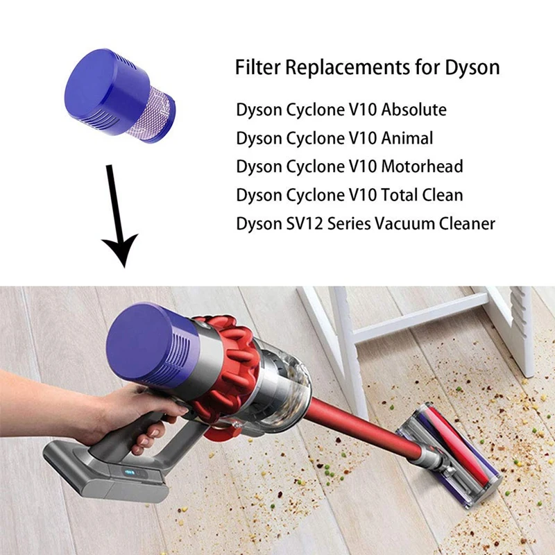 2-Pack Сменный фильтр для Dyson V10, Sv12 Cyclone Animal абсолютно чистый пылесос, запасная часть № 969082-01