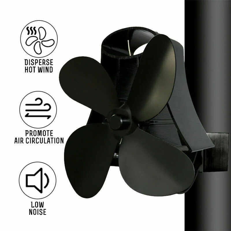 

4 Blades Stove Fireplace Fan Heat Powered Wall-mounted Silent Magnetic Flue Pipe Log Wood Burner Eco Friendly Quiet Fan Home Eff