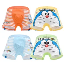 4 шт./партия нижнее белье с рисунком для мальчиков и девочек мягкие дышащие трусы-боксеры для детей от 2 до 12 лет, детские трусики детские трусы, трусы, doraemon