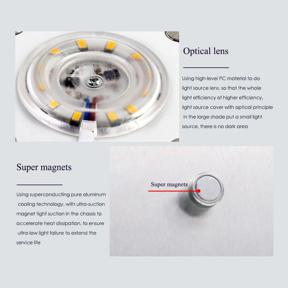 AC220V LED Modules 12W 24W 36W 45W LED Light Source Chips 2700K 6500K Ceiling Lamp Beads Installed with Magnets Indoor Light