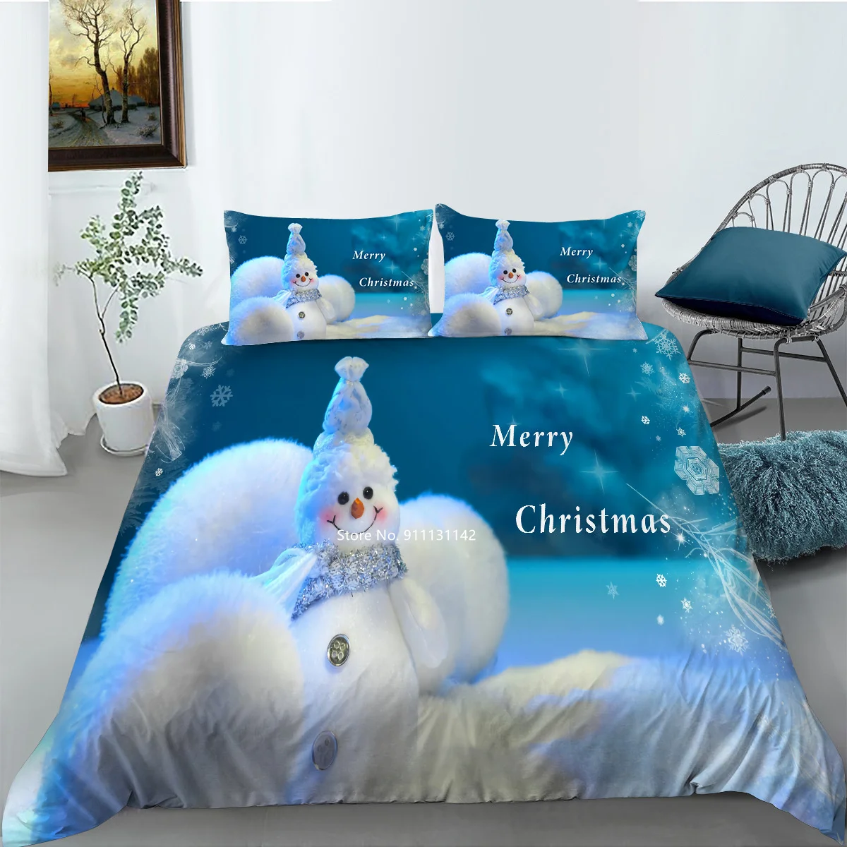 Creative Cartoon Christmas Pattern Bedding Set 3D Digital Printed Down Duvet Cover Pillowcase Multi-size Bedroom Home Textile