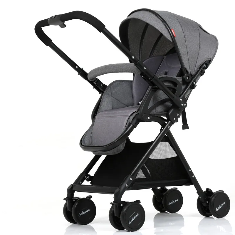 Gray 2 way2 Высокая Ландшафтная легкая коляска, складная переносная коляска для путешествий, популярная коляска для мамы, детская коляска, розовая коляска - Цвет: Gray 2 way2