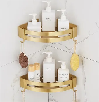 Corner Shelf Wall Mounted Bathroom Shelf Brushed Gold Aluminum Bath Shower Shelf Bath Shampoo Holder Corner shelf 1