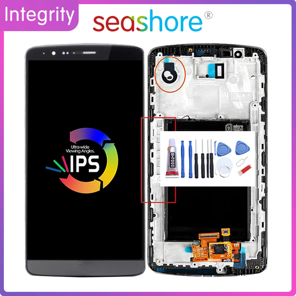 Дигитайзер сенсорного экрана в сборе для LG G3 ЖК-дисплей 5 дюйма с рамкой замены D855