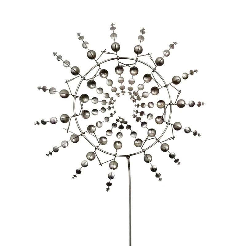 Creative Unique Metal Windmill Geometric Pattern Wind Spinner Catcher Kinetic Chimes with Stake Ornament Garden Decor | Дом и сад