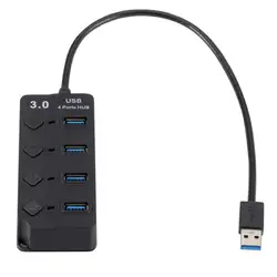 4 порта USB 3,0 концентратор 5 Гбит/с Высокая скорость включения выключения планшета передачи данных с кнопкой адаптера питания для ПК ноутбука