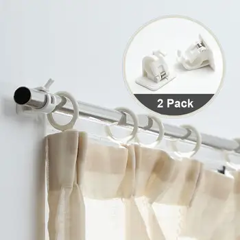 

2Pcs Self-Adhesive Hooks Wall Mounted Curtain Rod Bracket Shower Curtain Rod Fixed Clip Hanging Rack
