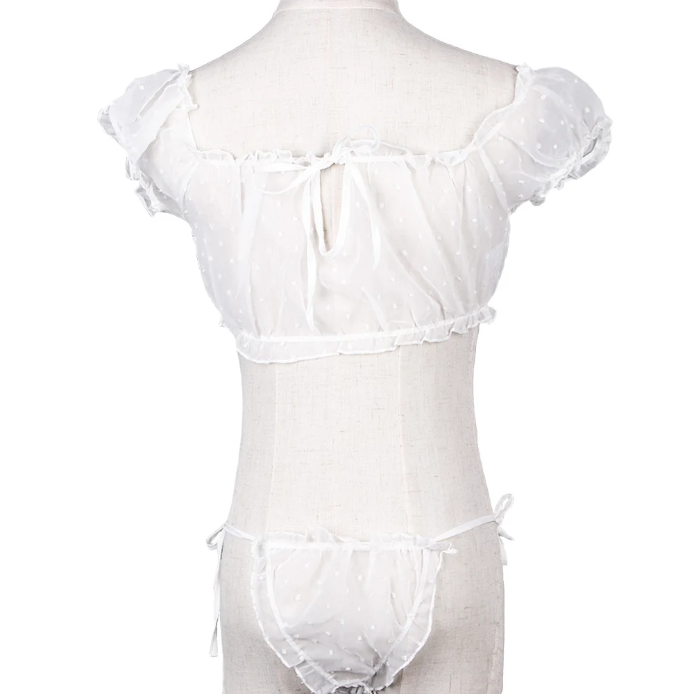 Transparent Lace Bra G-string Suits Strapless Shoulder Tube Top Pajamas Sexy Women Plunge Underwear Set Bra& Brief Sets