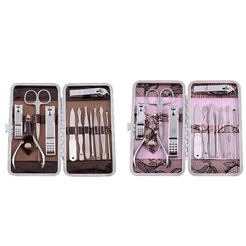 

Professional Stainless Steel Nail Clippers Set with Box Trimmer Grooming Manicure Cutter Portable Travel Kit