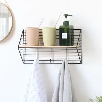 

Nordic Wrought Iron Partition Wall Shelf Home Decoration Living Room Bathroom Wall Storage Multifunctional Shelf