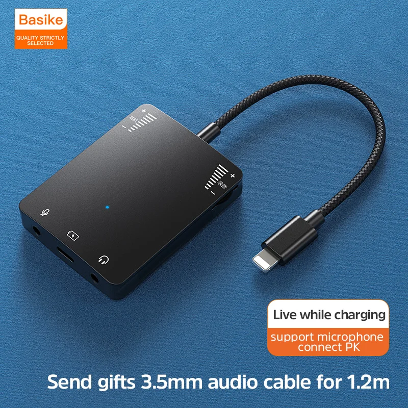 BASIKE Audio Adapter For Lightning to Dual DC 3 5mm Headphones Aux jack Phone Call Splitter Charging Adaptor For iPad For iPhone