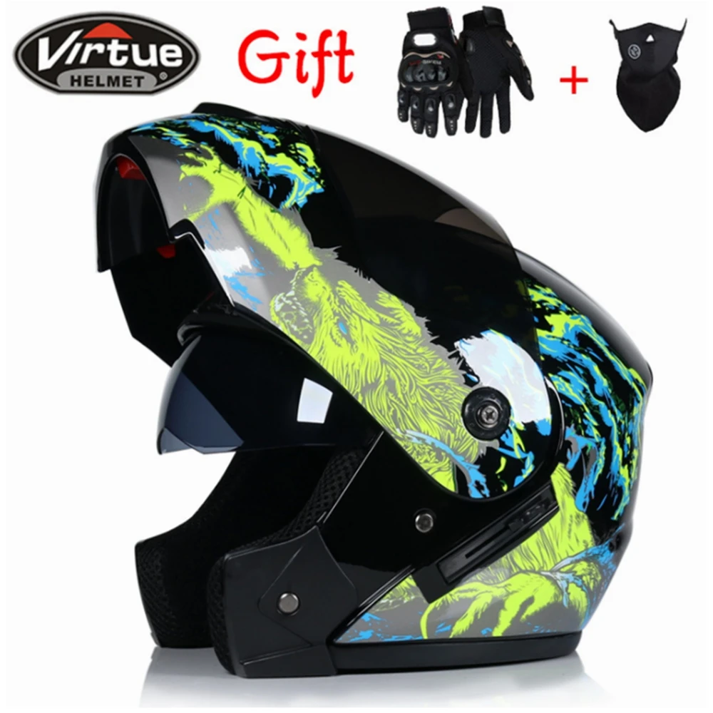 

2019 New Flip Up Racing Adult helmet Modular Dual lens Motorcycle Helmet full face Safe helmets Casco capacete casque moto