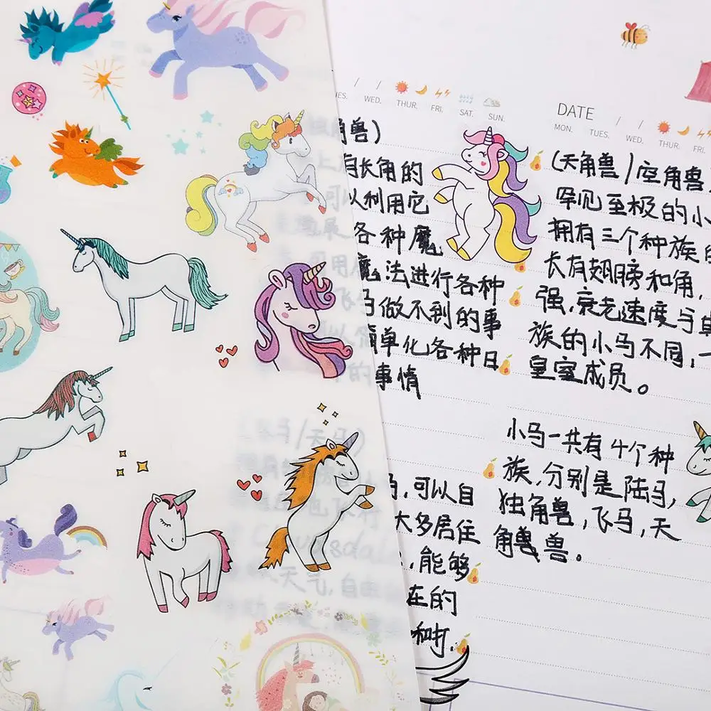 24set Cute Unicorn Stickers Rainbow Cartoon Kawaii Sticker Decoration for Journal Diary DIY Happy Birthday Girl Kids Gift H6942