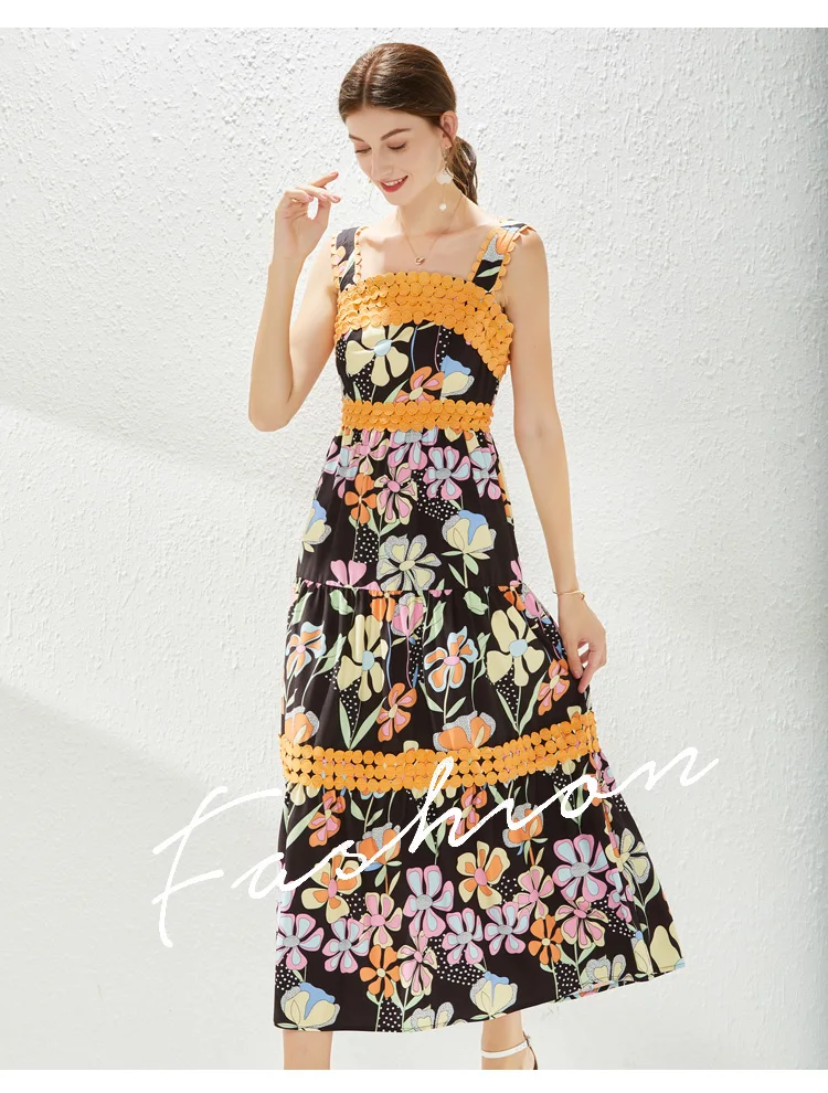 Flower Printted Embroidery Big Swing A Line Beach Dress Women Summer Spaghetti Strap Backless 5 H06a1115c19f84bc2b1feebc1c2f76c6fb
