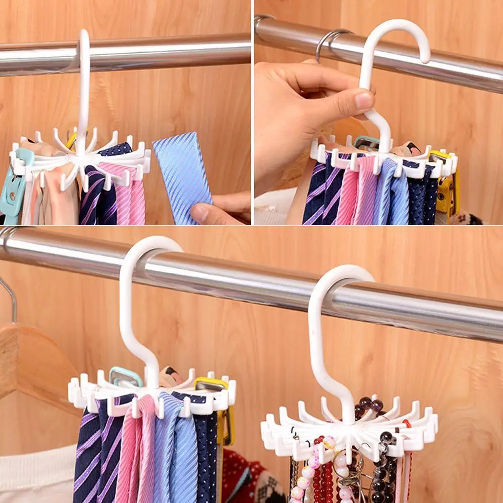

Tie Hanger Neck Tie Holder Space Saving Multifunction Rack Hooks PC 1 Rotating Belt 360 Neck 20 Degree Plastic U8O8