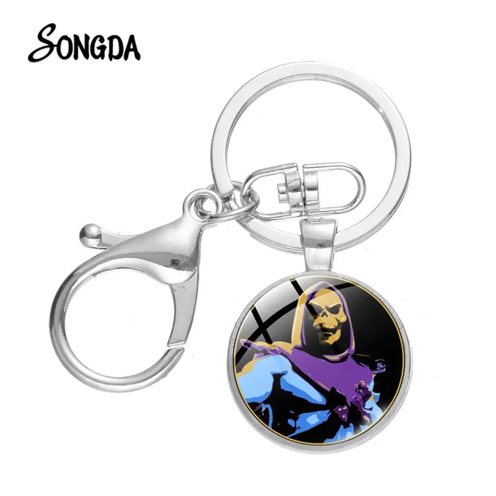 New 9 Styles 80's Skeletor Keychain He-Man Masters of The Universe Glass Cabochon Pendant Lobster Key Chain for Women Men | Украшения и