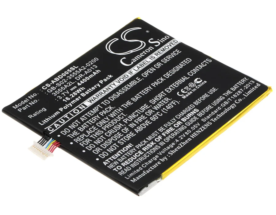 Cameron sino 4400 мА/ч, Батарея для Amazon D01400, kindle Fire, 3555A2L DR-A013 E3GU111L2002 GB-S02-3555A2-0200 QP01