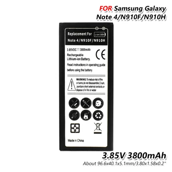 

3.85V 3800mAh Lithium Battery for Samsung Galaxy Note 4 NOTE4 N910F N910C N910A Rechargeable Phone Battery Accumulator Bateria