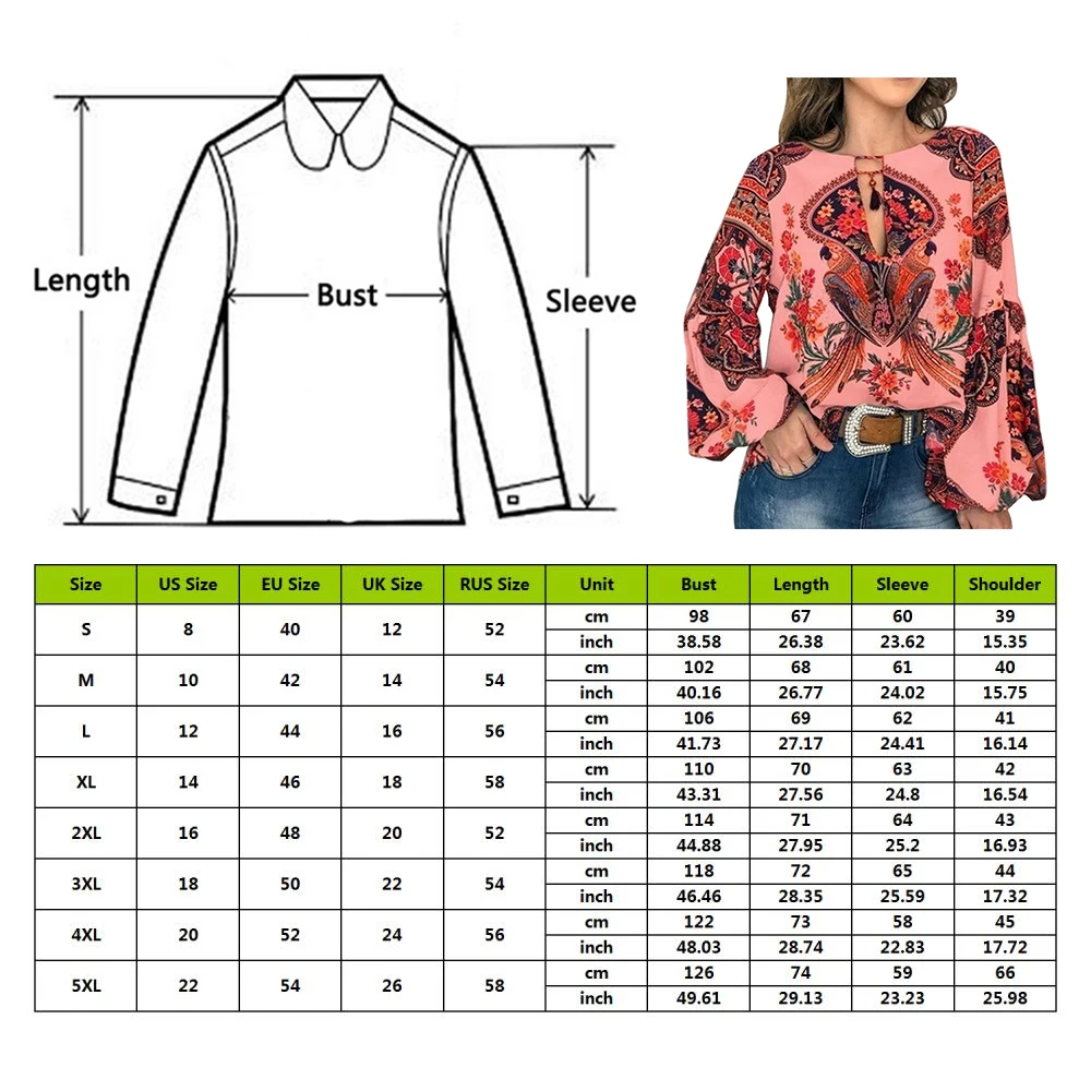 LAAMEI S-5XL, Женская богемная одежда размера плюс, блузка, рубашка, винтажный цветочный принт, топы, блузы, повседневная женская блуза размера плюс