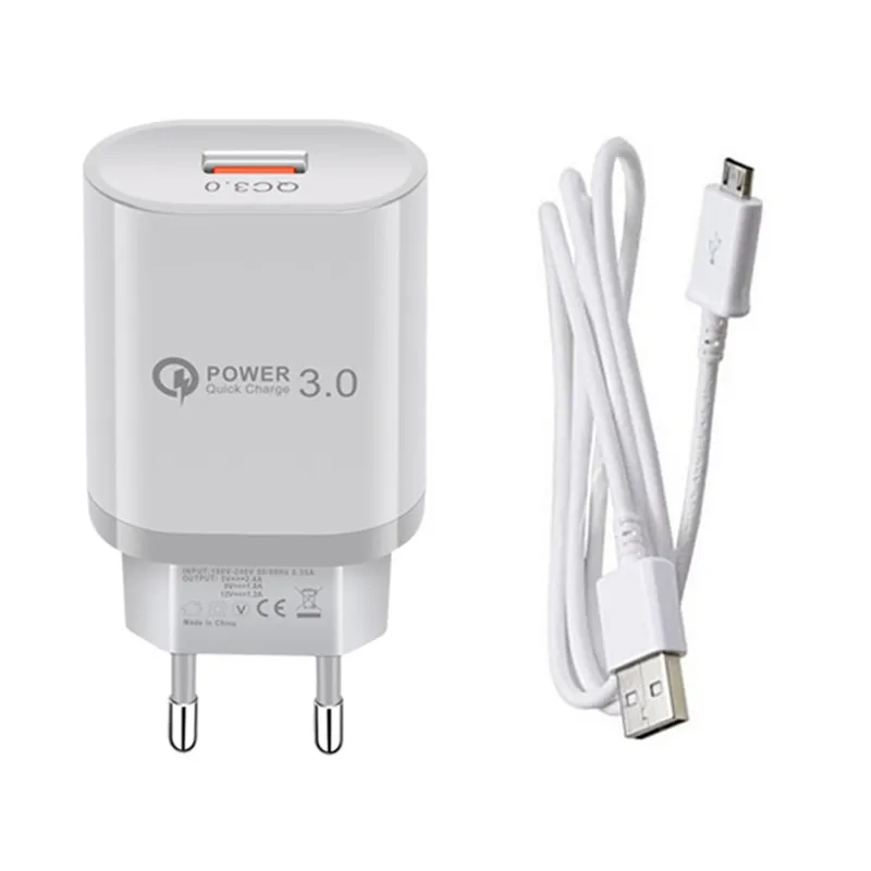 For Samsung Galaxy Huawei Y5 2018 Y6 Y7 Y9 2019 Honor 7A 8A 8X HTC LG Phone Charger QC 3.0 USB Quick Charge Micro usb Data Cable | Мобильные