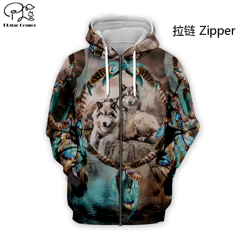 

Men indian native Wolf Full Print 3d hoodie harajuku sweatshirt zipper coat Unisex streetwear Jacket Tracksuit women pullover 16