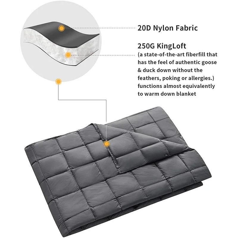Down Camping Blanket-Outdoor Lightweight Packable Down Blanket Compact Water Resistant and Warm for Camping Hiking Travel