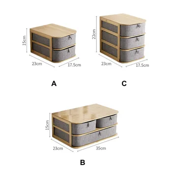 

New Multilayer Oxford Cloth Bamboo Storage Box Makeup Organizer Case Drawers Home Storage Organizer Office Sundries Container Bo