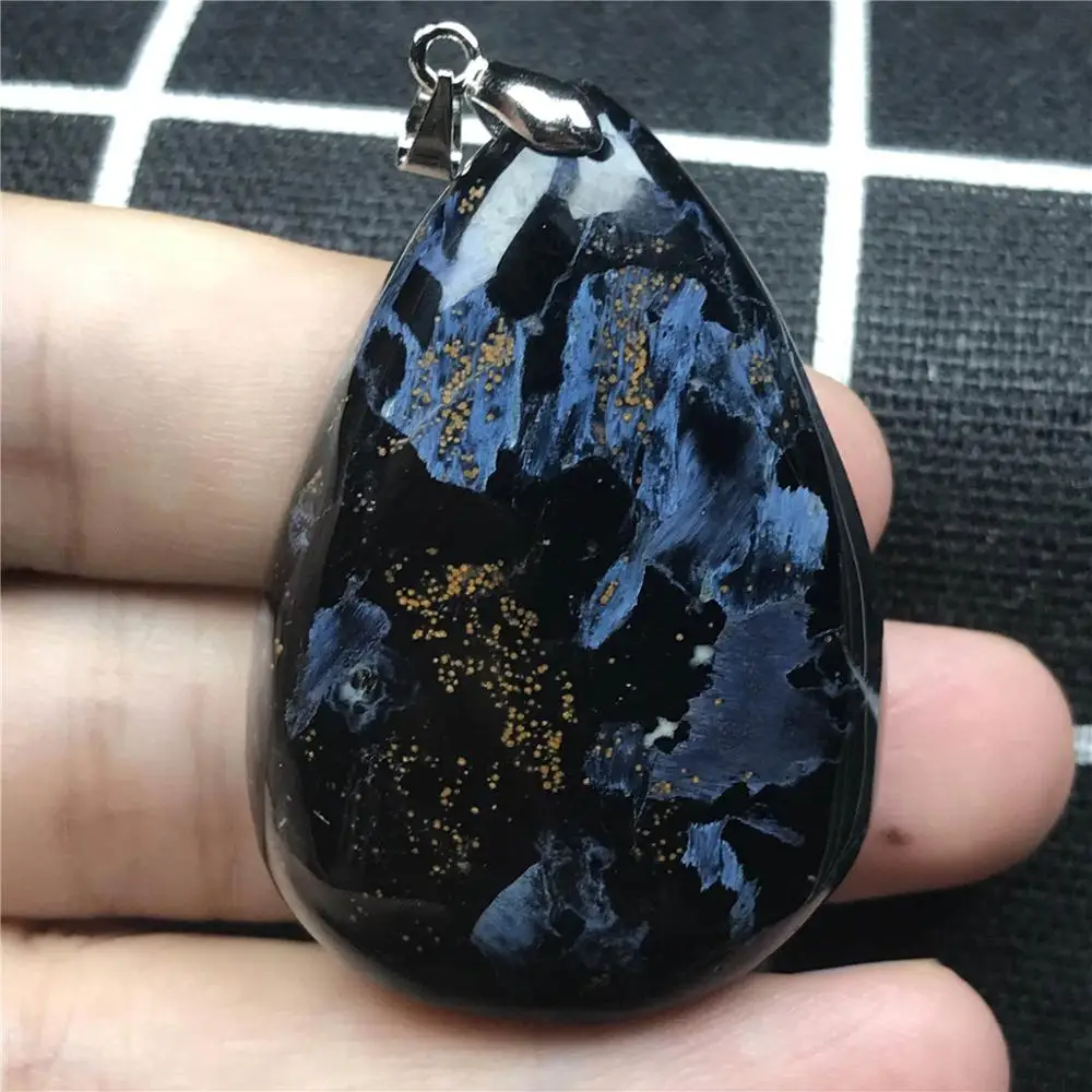 Натуральный Синий Pietersite кулон ювелирные изделия для Для женщин Для мужчин 46x31x10 мм Намибии с украшением в виде кристаллов капли воды лавовый камень браслет, Модный кулон AAAAA