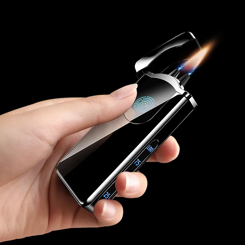 

USB Big Flame Cigar Lighter Pulse Windproof Arc Electric Candle Lighters Plasma Flameless Gift for boyfriend