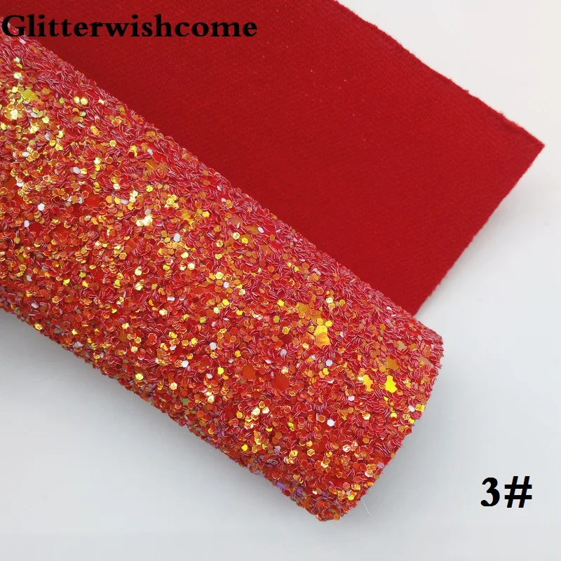 Синтетическая кожа Glitterwishcome 21 х29 см Размер A4 крупная блестящая винил для бантов