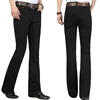 High Quality Men Winter Worm Fleece Color Black Boot Cut Jeans Business Casual Flare Pants Mid Waist Trousers 3