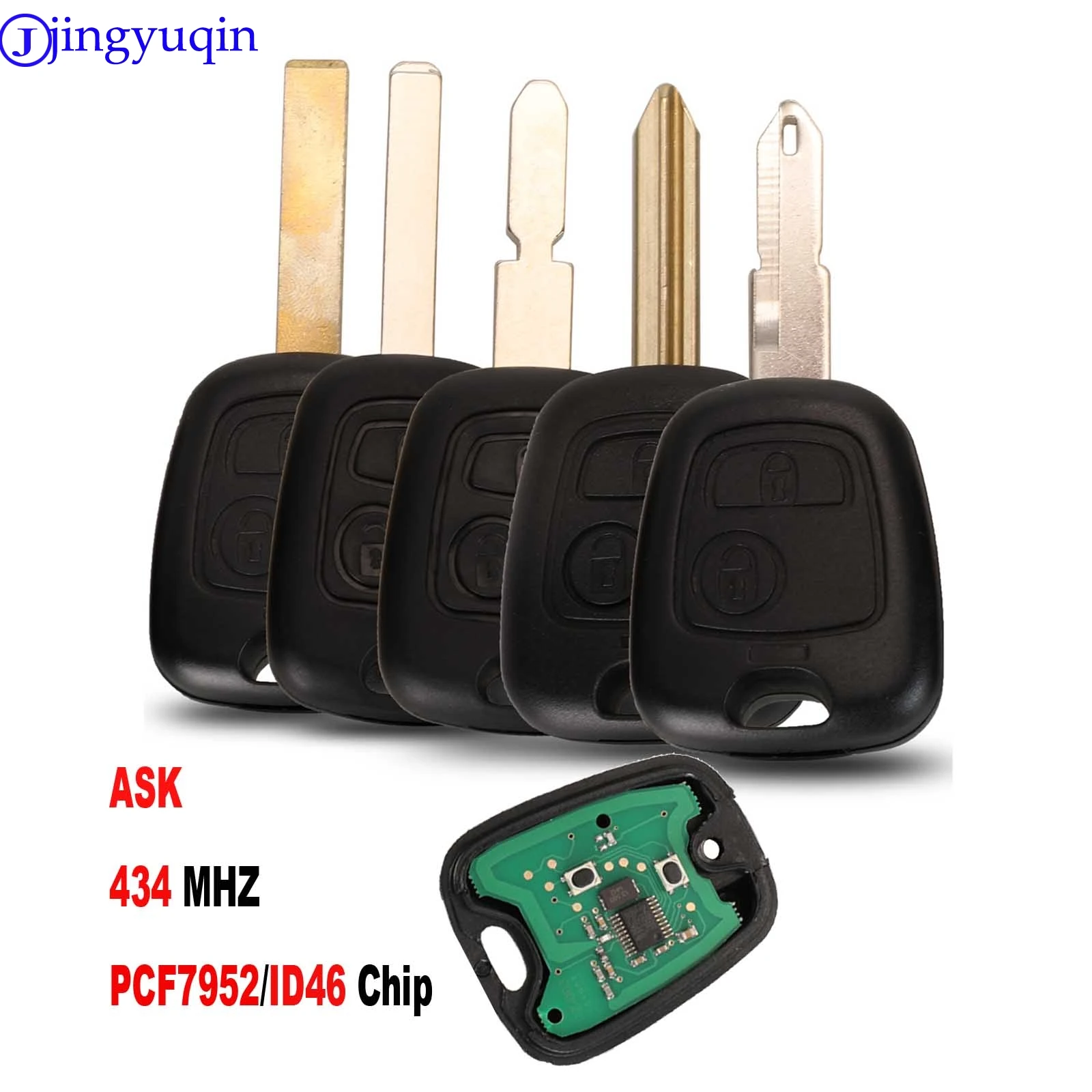 Jingyuqin 2 кнопки ASK дистанционного брелока контроллер для PEUGEOT 206 433 МГц с PCF7961 чипом