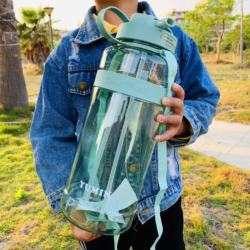 Бутылка для воды большой емкости 1L2L 3L очень большая соломенная чашка портативная