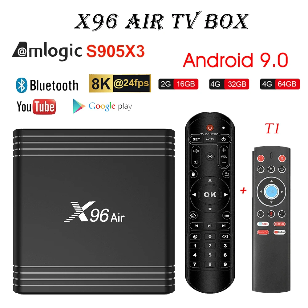 

X96 Air Android TV Box Android 9.0 Amlogic S905X3 Smart TV Box 4K Android Box X96Air Quad Core Youtube Netflix Wifi H.265 64/32G