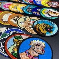 Round Cartoon Cat & Dog Animal Embroidery Patches – Iron On Patches for Clothes | Customizable Eagle, Wolf, and More Patches - Image 4