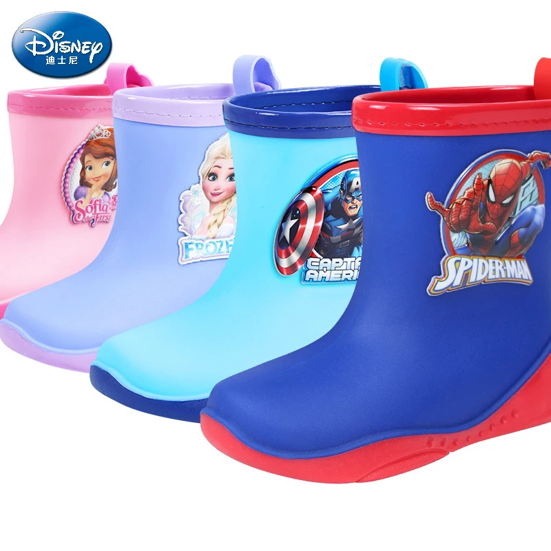 Disney Boy Girl Baby Rain Boots Non-slip Middle Tube Water Boots Detachable Keep Warm Single-layer Seasons Water Shoes kids Gift