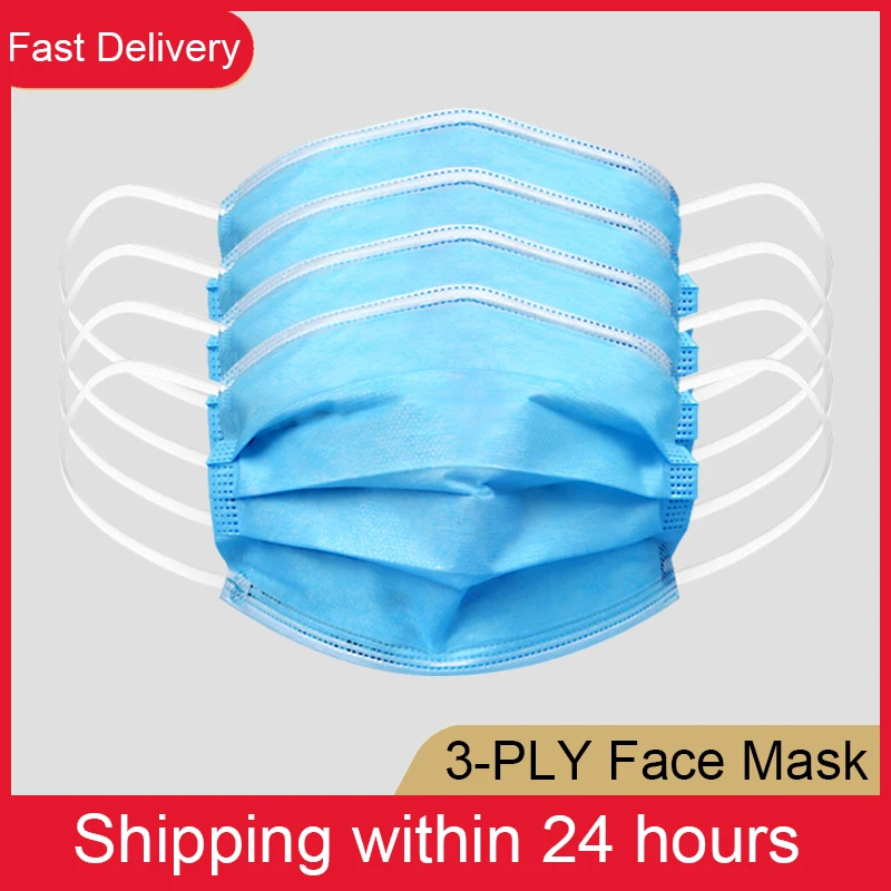 

50pcs Face Mask Anti-Pollution 3 Layer Protection Face Mask Mouth Masks Disposable Nonwoven Mask Disposable Hygiene Mask