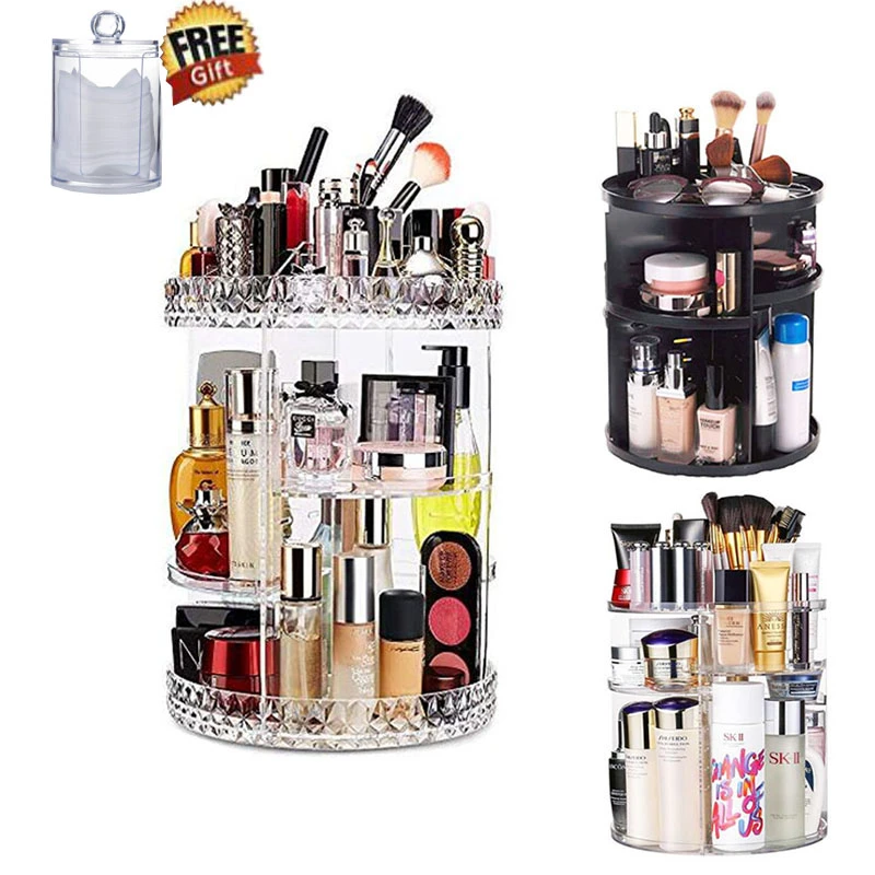 Rotation Makeup Organizer Cosmetic Storage Box Plastic Organizador