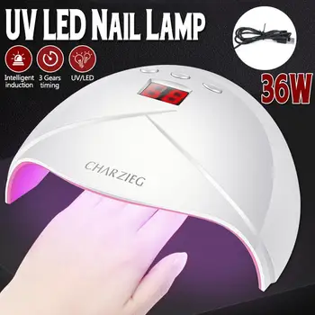 

36W 100V-240V Nail Dryer Machine Gel Polish LED Curing Lamp 3 Gears Timing Setting 12 Lamp Beads Nail Art Tools+USB Connector