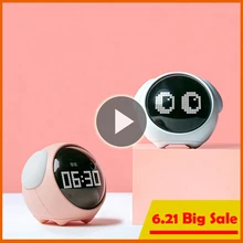 Новинка 2021, милый будильник с выражением, многофункциональный прикроватный Ночной светильник с голосовым управлением, заряжаемый детский будильник с повтором сигнала Новинка 2021, милый будильник с выражением, многофункциональный прикроватный Ночной светильник с голосовым управлением, заряжаемый детский будильник с повтором сигнала