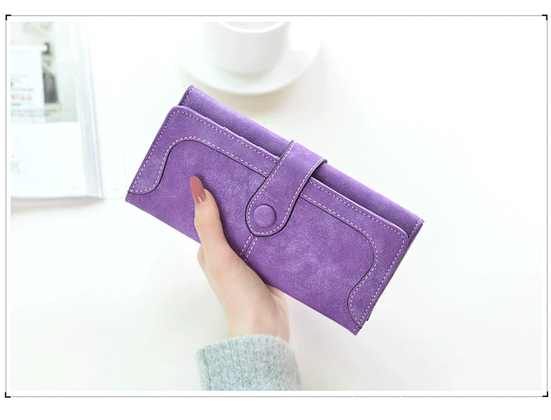 Мода 2019 г. ретро матовый шить кожаный бумажник для женщин портмоне клатч повседневное Hasp доллар цена сумочка carteira