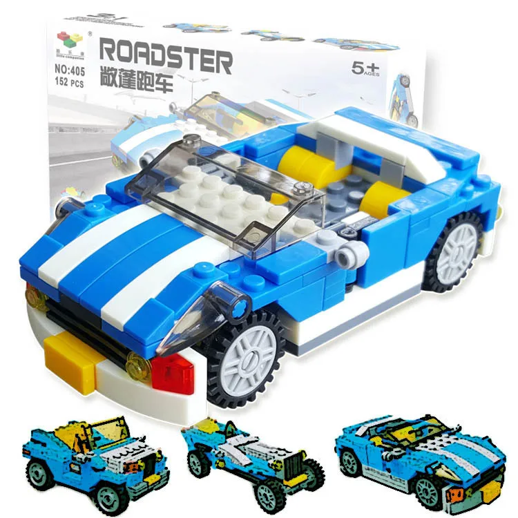 

Manufacturers Supply shun lecom Assembled Plastic ENLIGHTEN Building Blocks Change Three Sports Car Children'S Educational Toy W