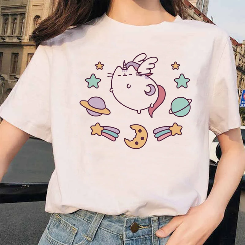 Ullzang милые футболки с котом 90s для женщин Harajuku Забавный мультфильм Kawaii футболка графическая Корейская Футболка Модные женские футболки