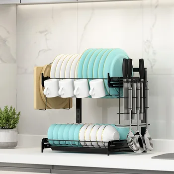 

New 2/3 Tier Multi-use Stainless Steel Dishes Rack Dual Sink Drain Rack Adjustable Kitchen Organizer Rack Dish Shelf Drying Rack