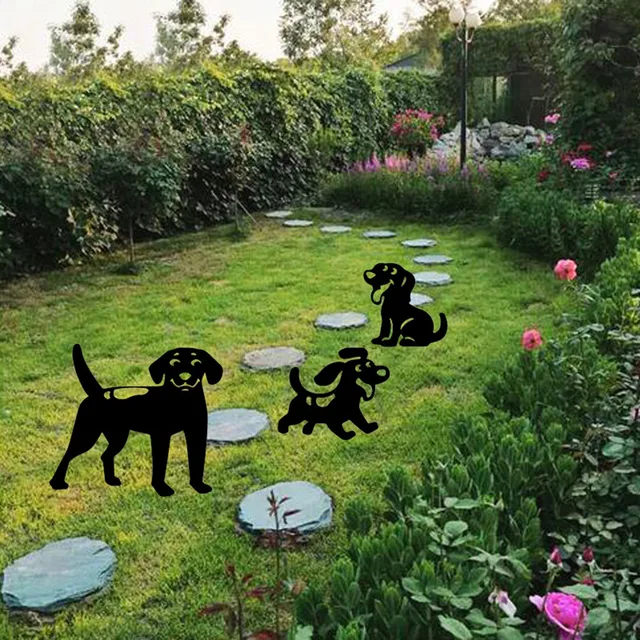 Ajándékos Udvari Művészeti Kutya Kölyökkutya Állati Sziluett Kerti Dekorációk Az Udvarok Háztáji Pázsitjaihoz - Image 4