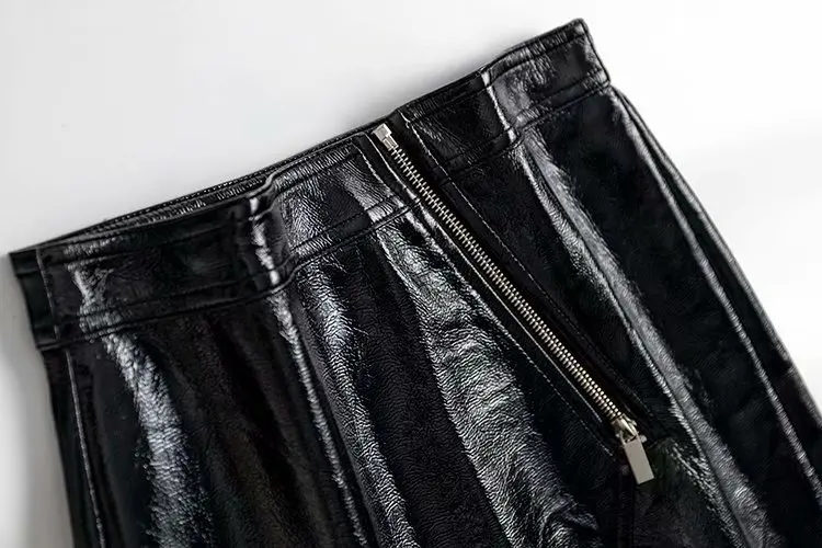 Bella Philosophy женские осенние юбки из искусственной кожи с завышенной талией женские асимметричные юбки Повседневная Женская мини-юбка на молнии
