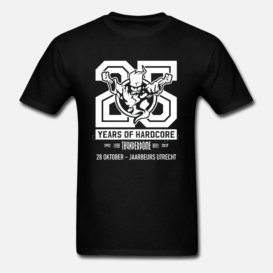Черная хлопковая Футболка MenFashion 2019 года с 3D-принтом надписью Years Of Harcore Thunderdome 1992