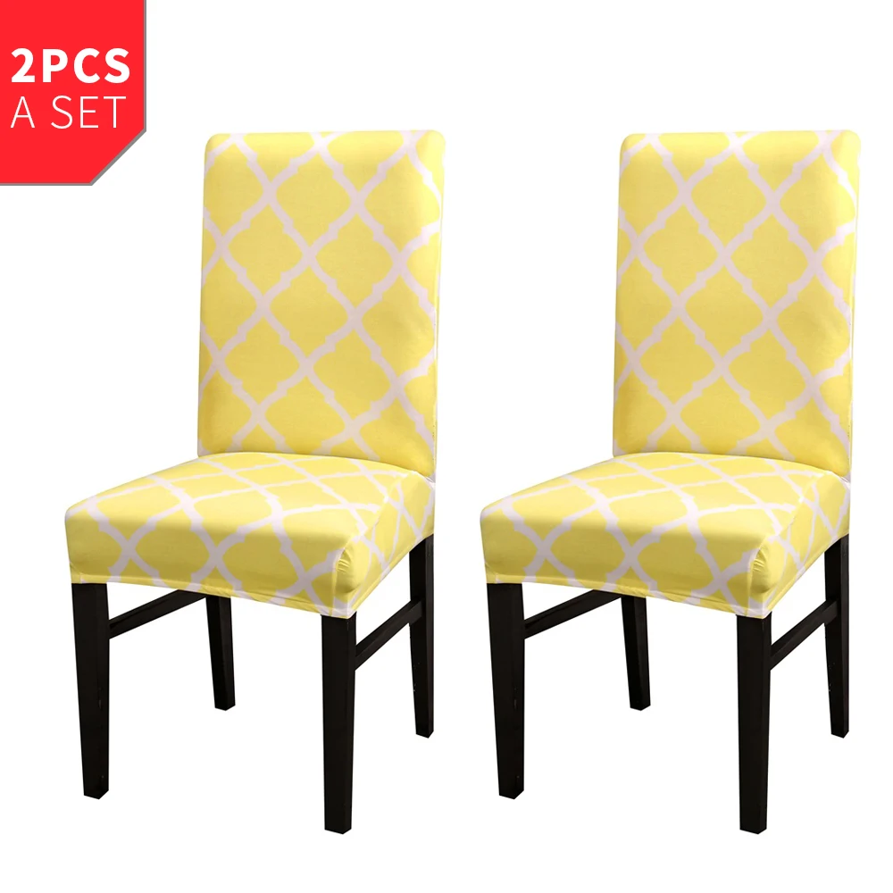 2pcs yellow 1/2/4 шт. с геометрическим рисунком Чехлы универсальные Размеры чехол на стул сидение стул чехлы на сиденья протектор чехлы для сидений для свадьбы - Цвет: 2pcs yellow