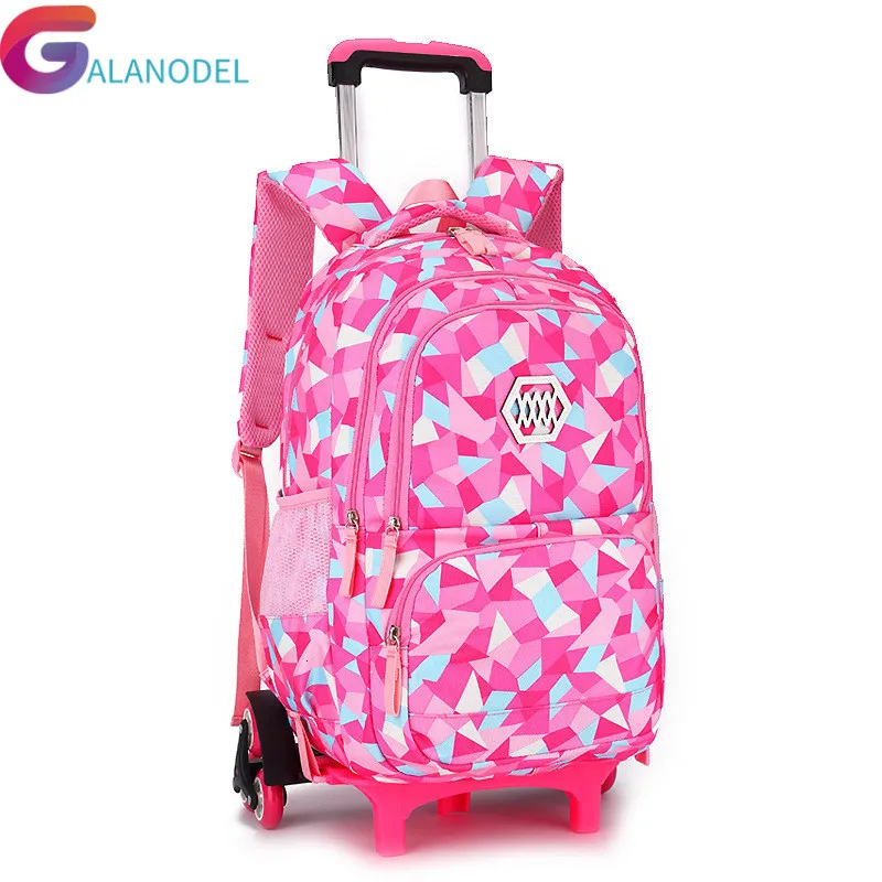

for Removable Children School Bags with 2/6 Wheels New Girls boys Trolley Backpack Kids Climbing stairs Wheeled Bag Backpack